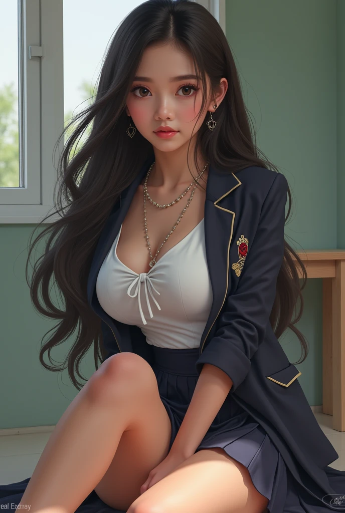 Student skirts, shirts, shirts unfastened, no underwear --auto --s2