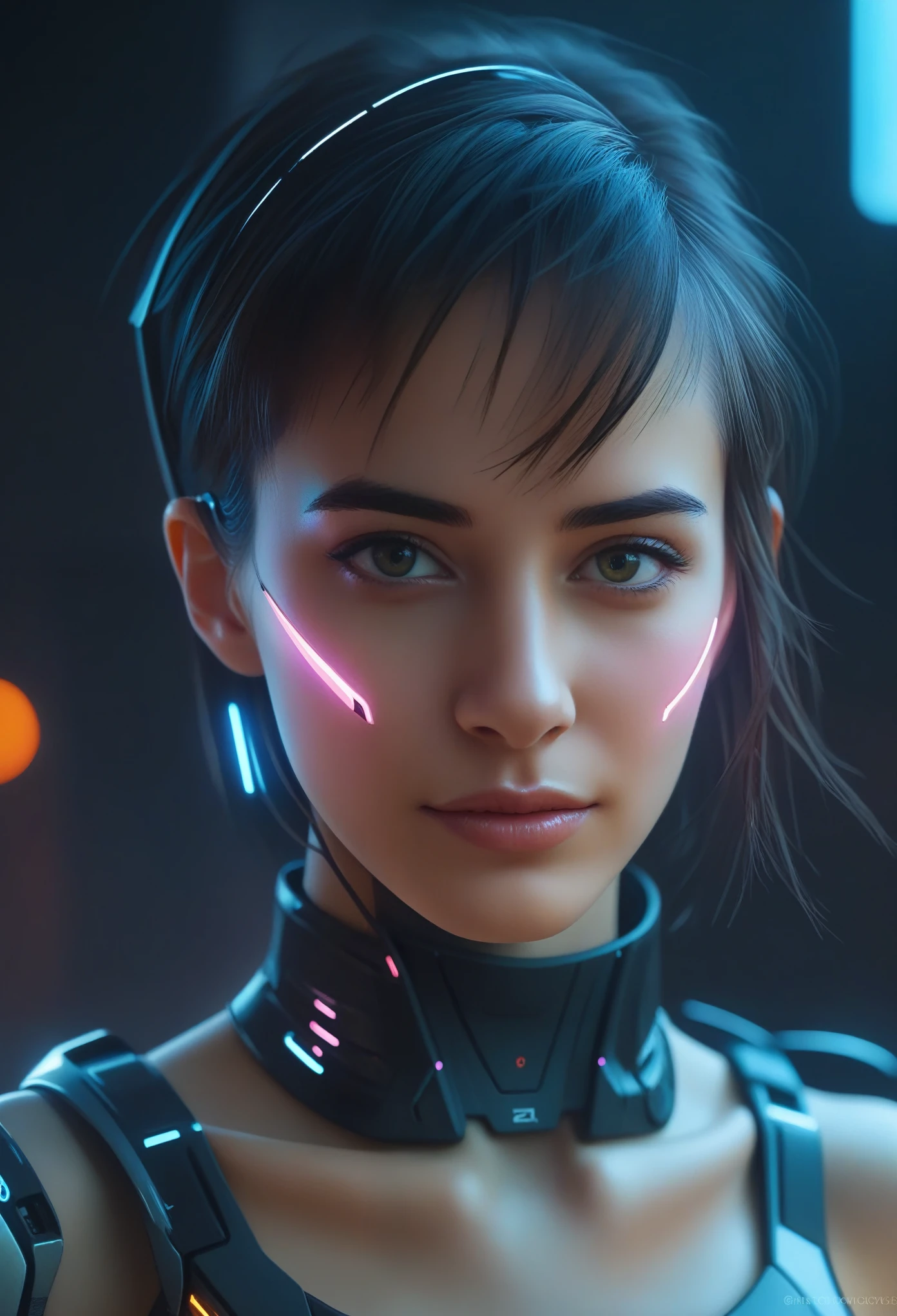 1 girl, cyberpunk, (whole body:1.1), Perfect eyes, Perfect face, Kuvshinov, (gradient background:1.2)