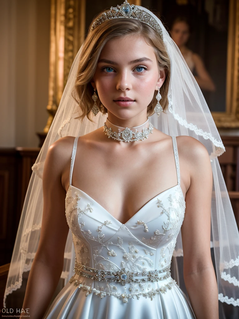 Kirsten Dunst, wearing nude veil bride lingerie corset costume transparent. professionally retouched, soft lighting, realistic, smooth face, perfect eyes, sharp focus on eyes, 8 k, high definition, insanely detailed, intricate, elegant. be in the bedroom.