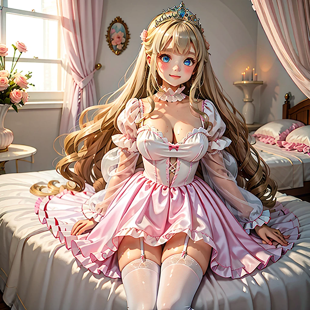 one girls、pinching the crotch 、top-quality、masterpiece、PrincessPeach、17 age、(((cum on facial)))、Shot from the front。Open your legs。Detailed depiction of Annus 。