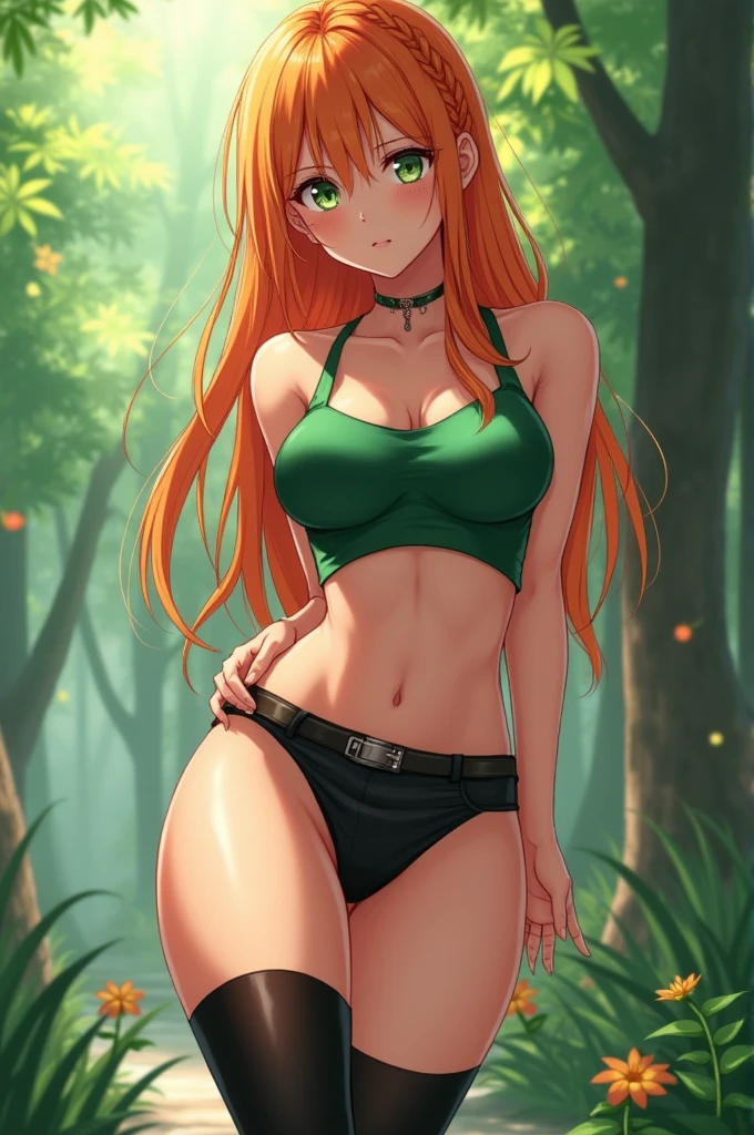 (Warrior Fiona:1.2), (from shrek), (dommy mommy:1.1), (bare feet:1.1), masterbating, (pleasure face:1.1), in forest, green skin, red head, (pubic hair:1.3), (sweaty:1.1), (slim fit body:1.1), (detailed face and eyes:1.2), (huge breasts:1.1), (bimbo), (deep cleavage:1.1), (labia:1.2), (teat outline:1.2).