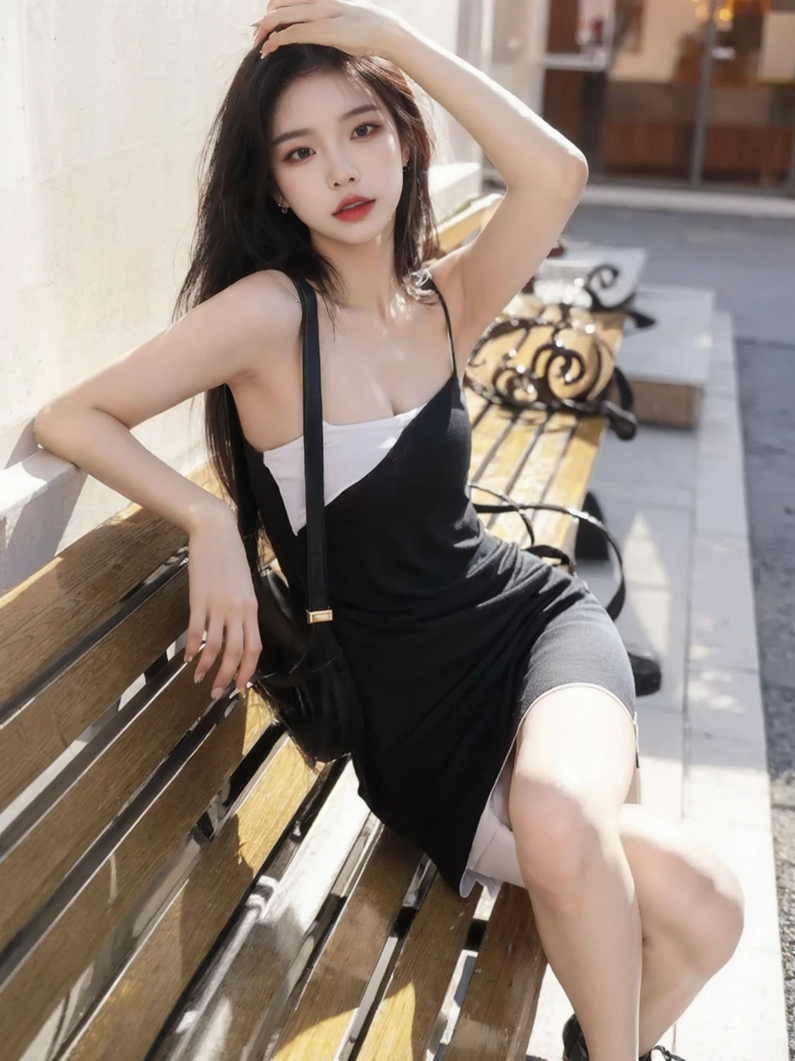 (41k4:0.8), masterpiece, Best Quality, 8K, Raw photo, (wearing maid uniform:1.5), top-notch quality, masterpiece, (kneeling in front of viewer:1.5), (arms behind back:1.5), solo, (1 pretty Japanese girl), (wearing black stockings:1.2), exceptionally detailed RAW color photo, professional-grade photograph, (Realistic, Photorealistic:1.37), (highly detailed skin:1.2), Ultra-high resolution, (lens 50mm), (masterpiece, top-quality:1.3), (hyper realistic:1.35), (Photorealistic:1.45), (Realistic:1.4), (looking at viewer:1.4), (facing viewer:1.5), (1 beautiful girl), 21 years old, Japanese idol, supermodel, pale skin, (slim:1.3), (slim body:1.25), (slender body:1.25), (narrow waist:1.25), pretty face, (large breasts:1.15), (deep cleavage:1.2), gravure idol
