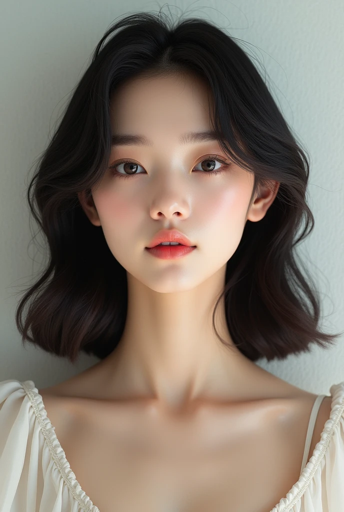 masterpiece、The highest image quality、hightquality、Beautuful Women、japanes、Popular Korean Makeup、detaileds、Swollen eyes、A detailed eye、Detailed skin、Beautiful skins、超A high resolution、(Realistis:1.4)、very extremely beautiful、Slightly younger face、Beautiful skins、thin、(A hyper-realistic)、(illustratio)、(hight resolution)、(8K)、(ighly detailed)(The best illustrations)、(beautifully detailed eyes)、(ultra-detailliert)、(wall-paper)、(详细的脸)、looking at the viewers、fine detailed、 A detailed face、pureerosfaceace_v1、a smile、Looking straight ahead、photos realistic、Bright lighting、profetional lighting、A dark-haired、(((shorth hair)))、brightly lit room、painterly