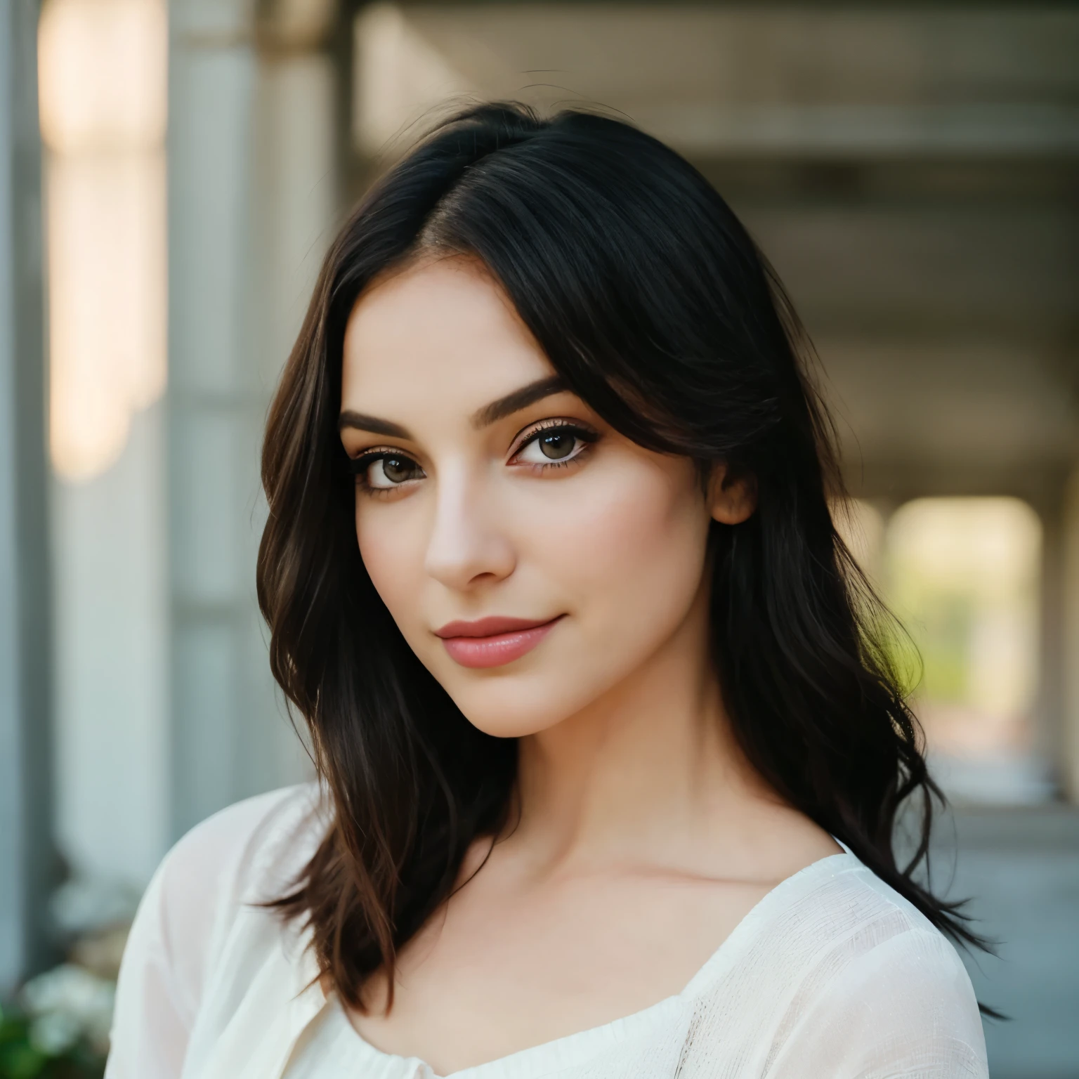 A close up of a woman with long hair and a white shirt - SeaArt AI