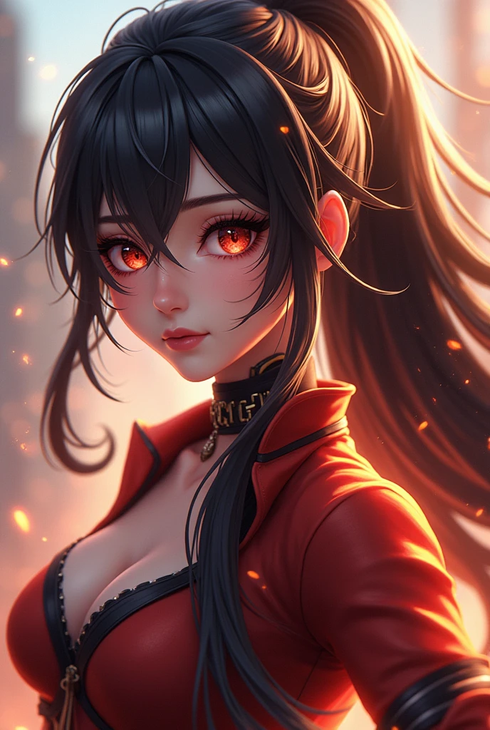 a photo of a girl in a free fire mobile game, detailed face, beautiful eyes, elaborate makeup, long flowing hair, detailed clothing, vivid colors, dynamic action pose, cinematic lighting, highly detailed, intricate background, particle effects, photorealistic, 8k, (best quality:1.2), (realistic:1.37)