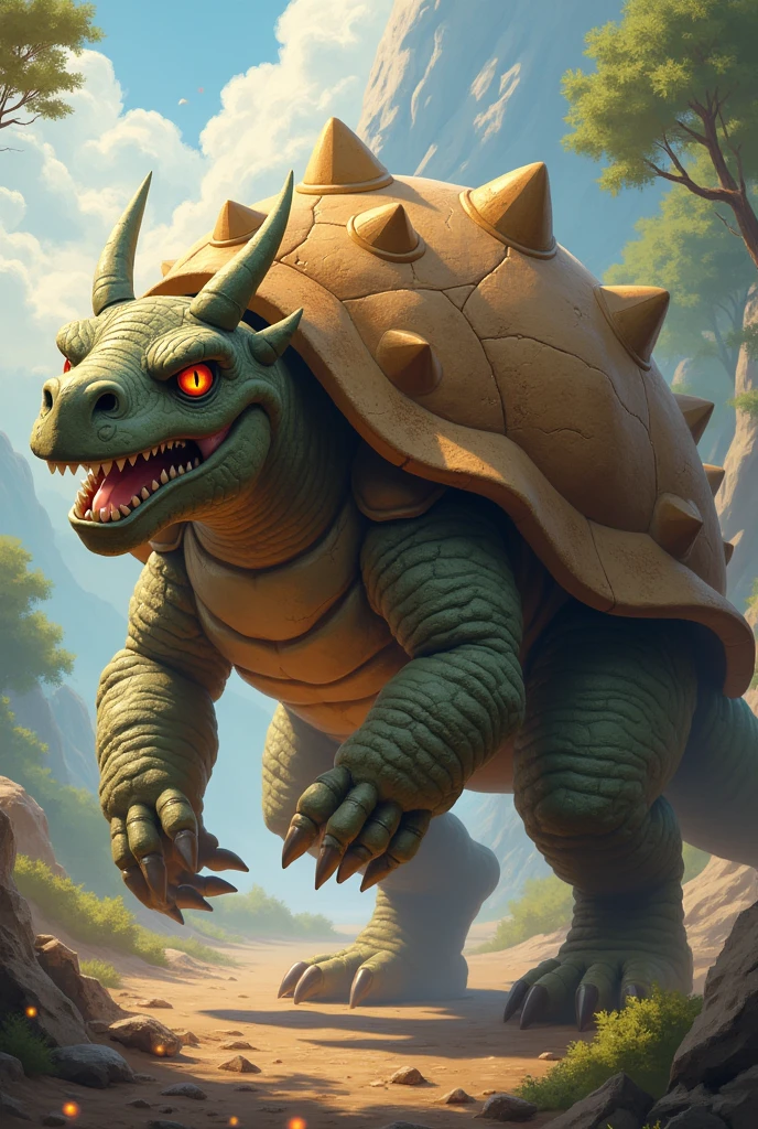 Create a legendary Pokémon based on the Earth element Armadillo with DNA from a dinosaur 