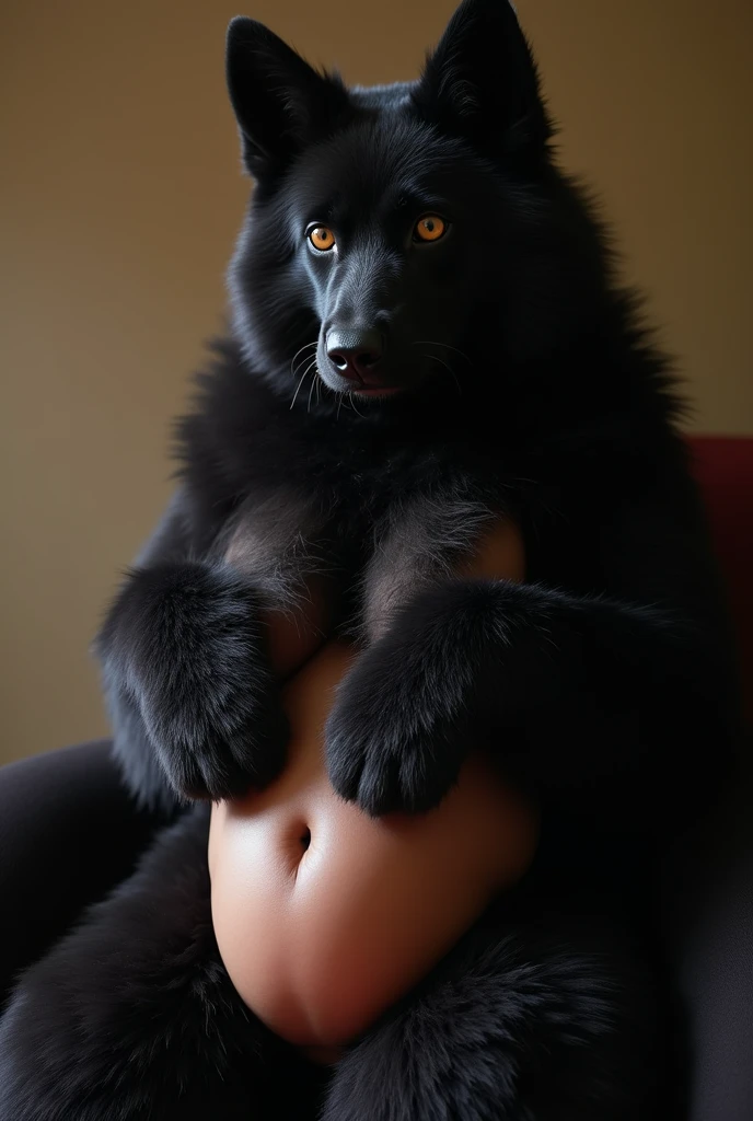 A feminine black jackal with large breasts posing seductively laying on their back in front of the viewer fingering their self for the viewer presenting their huge puffy black anus, fingering self+, fingering, fingering pussy+, genital focus, Masterpiece, highly detailed image, highly detailed genitalia, 4k, 4k resolution, black penis+, penis base, big testicles, by Truegrave9, by Virtyalfobo, by Chunie, by Clockhands, thick theighs+, inviting, inviting viewer, solo, long tail, fluffy tail, looking pleasured+, feminine, photo shoot, plain background, seductive, bubblebutt, big butt, presenting, black skin+, ebony skin+, sweat, orgasm face+, orgasm, breasts, tits, long flowing black hair, anus, black anus, finger in pussy, vaginal penetration, canine pussy, canine vagina, black genitalia, dripping pussy, wet pussy,
