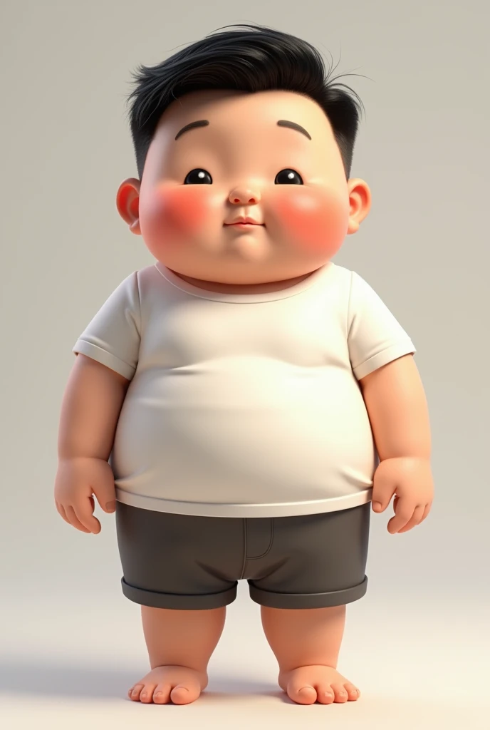 photographic portrait full body 3d render of young chubby chinese man, white tank top, denium blue shorts, small glasses, dark short hair, chubby face, as a full body funko pop!, sigma 85mm f/1.4, 15mm, 35mm, 4k, high resolution, 4k, 8k, hd, full color