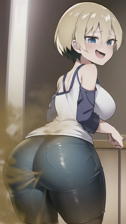 1 adult anime girl, adult face, hair color - white, hairstyle - bob, elven ears, stern eyes, eye color - red, glasses, embarrassed look, closed full mouth, face covered in sperm, ((small breasts)), T-shirt raised, white T-shirt, miniskirt lifted, panties visible, tight panties, protruding vagina, stockings, high black heels, rich colors, studio light, natural light, lots of detail, high quality image, detailed eyes, random pose