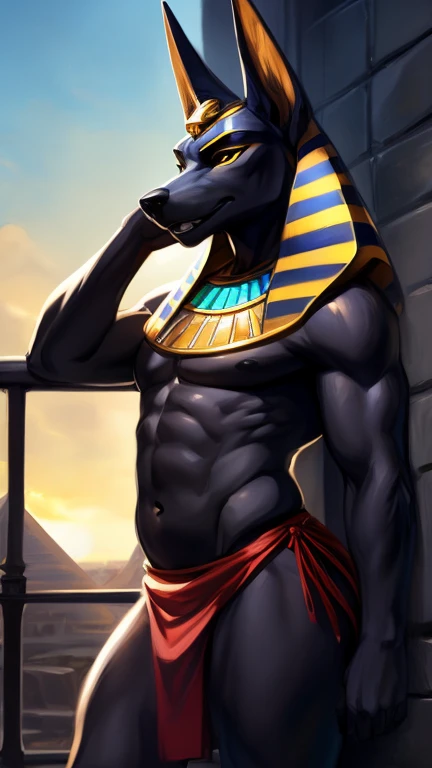 ultra-detailed, masterpiece, masterwork, high quality, best quality, hdr, (nature, pyramid, sand), posted on e621, (by hioshiru), nsfw, male, solo, (little body anubis), canine, (yellow eyes), standing, dynamic angle, ((micropenis, foreskin, perfect balls))