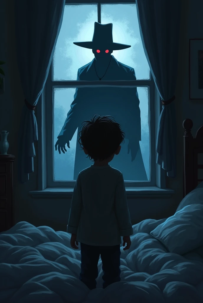 On a stormy night, a boy and his dog huddled under the covers. The power went out, and the only light came from the flickering candles. The boy heard scratching at the window. His dog growled, but he felt a chill—something was off. He whispered to the dog, “It’s just the wind.” The dog’s eyes widened in terror, and he barked frantically. The boy turned slowly, and there, pressed against the window, was a face grinning with malicious glee. The boy’s last thought was how the face looked just like his own.