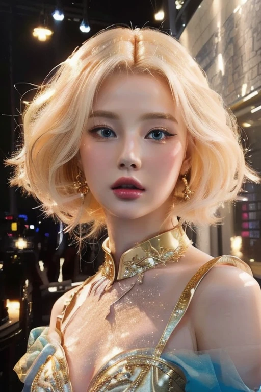 a woman with blonde hair and blue eyes wearing a gold dress, ((a beautiful fantasy empress)), [ trend on CGSociety ]!!, 8k)), intricate Oh!, by Yang J, Beautiful character painting, Oh! |, Oh! loish and clamp style, 8k high quality detailed art, loish and Oh!, a beautiful fantasy empress, portrait of Barbie doll, pale porcelain skin, Barbie doll, beautiful and elegant queen, anime Barbie doll, 