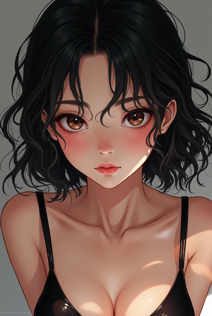 one girl, Breasts, High accuracy, short hair, reddly shy, Simple background, abstract,