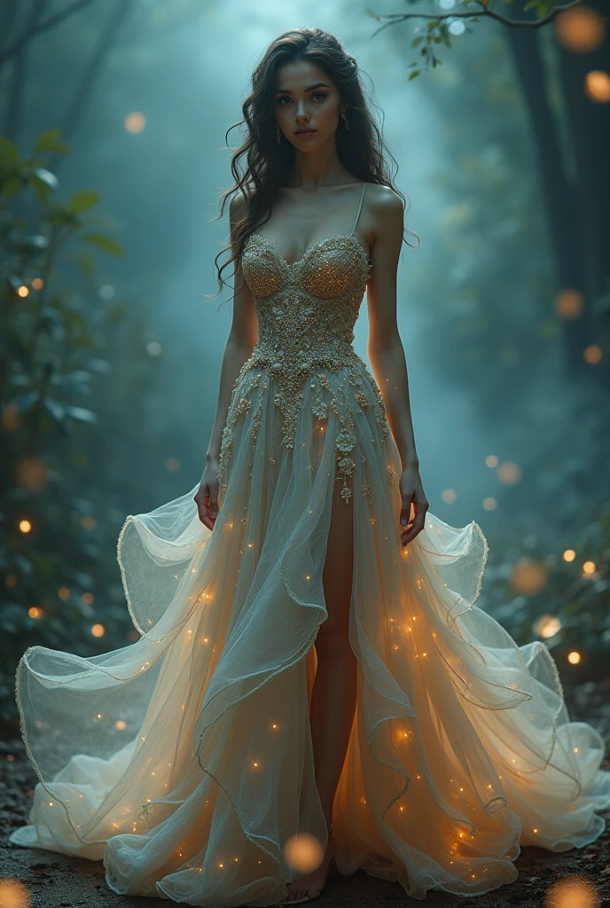Forest night scene in the background
Terrible environment all around
Many wedding dresses are burning
Jonaki are flying around and also glowing butterfly