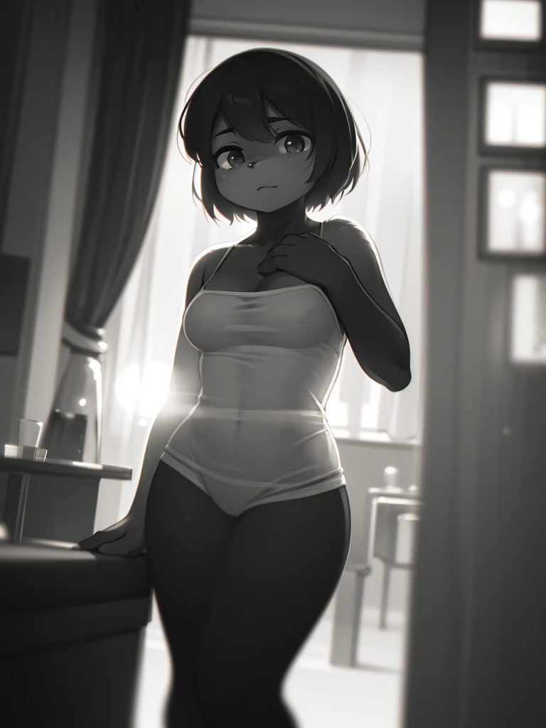 In a dark haunted house, horror, fear , It's muggy , steamy , rabbit ear girl , holding back pee , Disarray of clothing , Shadows seen through the curtains , doggy style , hard core , orgasm , nudity