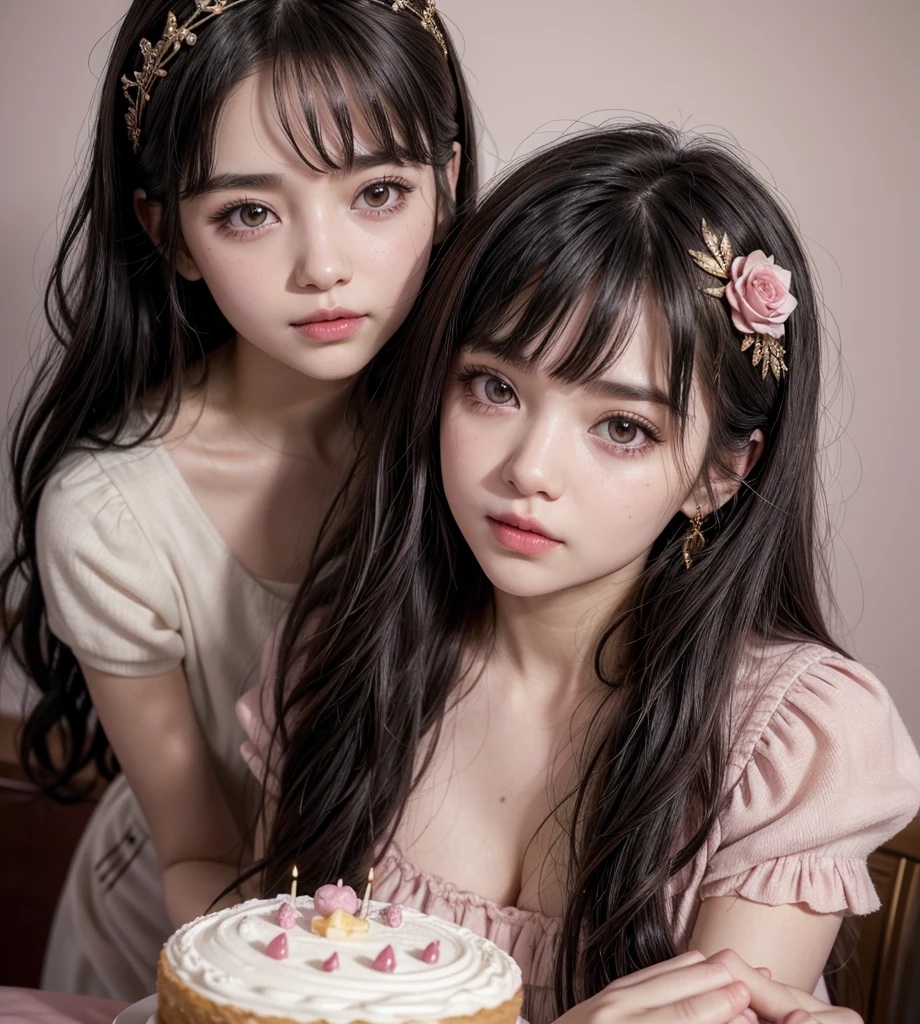 Polaroid blue tone, masterpiece, best quality, looking away, 3girls, ulzzang, wedding, drinking bears, happy, dark background,