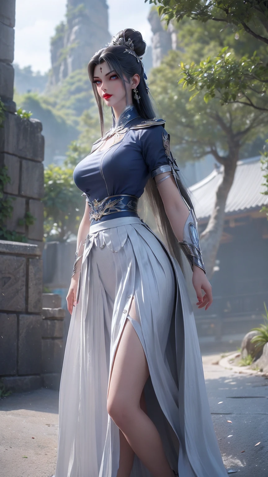 (Extremely detailed CG:1.2), (masterpiece:1.2), (best quality:1.2),,((absurd)),Looking at the audience,whole body, ,(1 Beauty),Solitary,(Long hair),(Mataiyong uniform),(White short sleeve shirt),(navy_Blue pleated skirt),(Long skirt),Dynamic Angle,permanent,Dynamic poses,((Exquisite facial features)),, Super texture, (4X Multi-Anti-Aliasing), ((Unreal Engine 5 Rendering)), Physically Based Rendering, Ultra-high definition, 16K, 1080P.