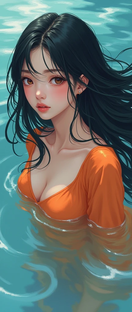 ((Best quality)), ((masterpiece)), (detailed), perfect face,
Image: A woman is peacefully sitting in the water at sunset, nude, outdoors, with the ocean, beach, and horizon in the background. The scene is a silhouette with hyperrealism, using vibrant colors and hyper-detailed, intricately detailed elements. It features a fantastical setting with intricate details, a splash screen style, and a fantasy concept art vibe, all in 8k resolution for a masterpiece result. The image includes a melting aspect, complex background, bright colors, digital art techniques, intricate design resembling oil on canvas, expert-level detail, insanely detailed elements, deep sharpness, photorealistic rendering, HDRI effects, suitable for a wallpaper.
Descriptive keywords: Tranquil, ethereal, mesmerizing, surreal.
Photographic style: High dynamic range, vibrant color grading, silhouette composition.
Tone: Dreamlike, serene, contemplative.
Object: The main object is a woman.
Action: She is sitting peacefully in the water at sunset.