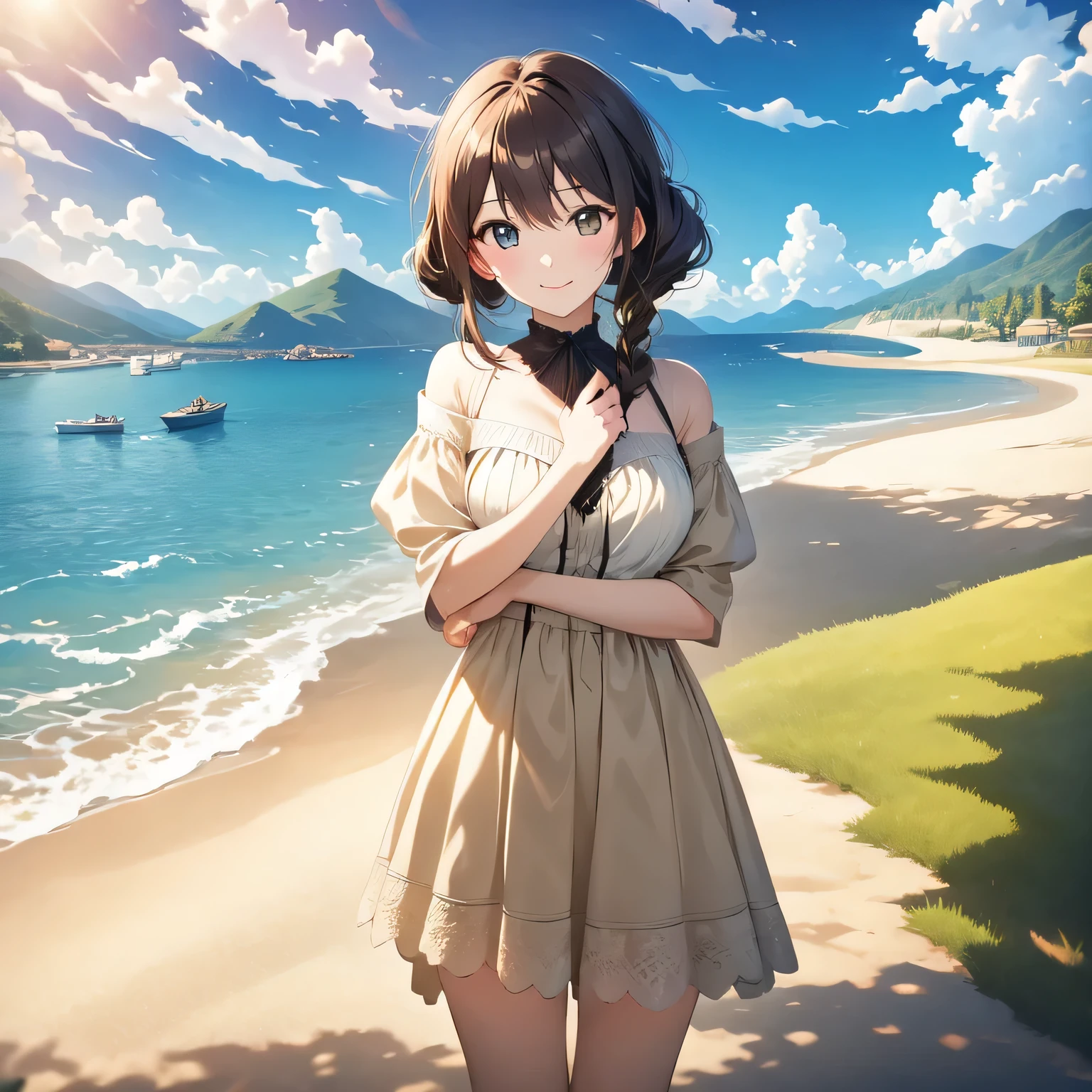 (masterpiece, Highest quality:1.2), girl, Alone in a swimsuit、The background is the sea