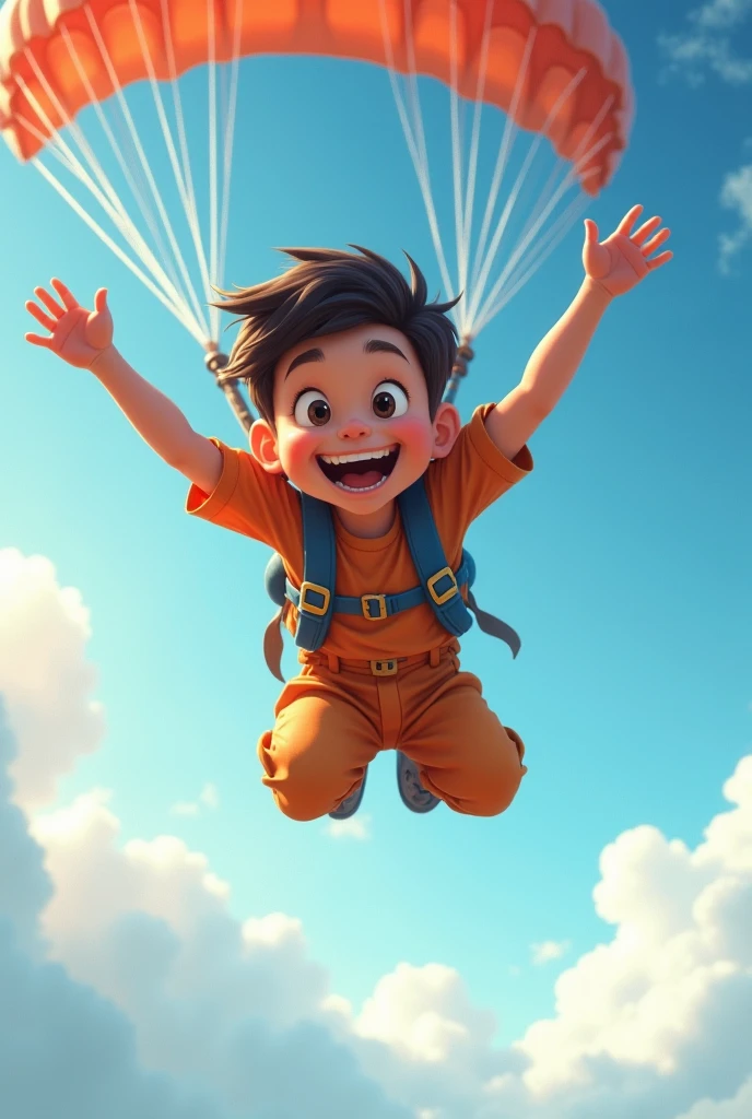 Young boy ball football in the sky