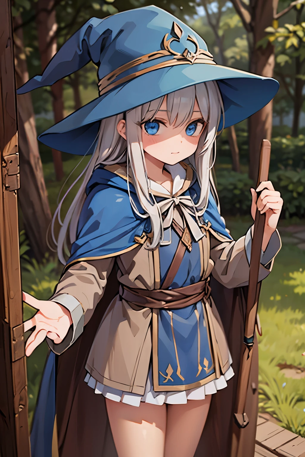 PetrPavel as a Wizard, in a wood, gandalf cosplay, blue cape, blue hat