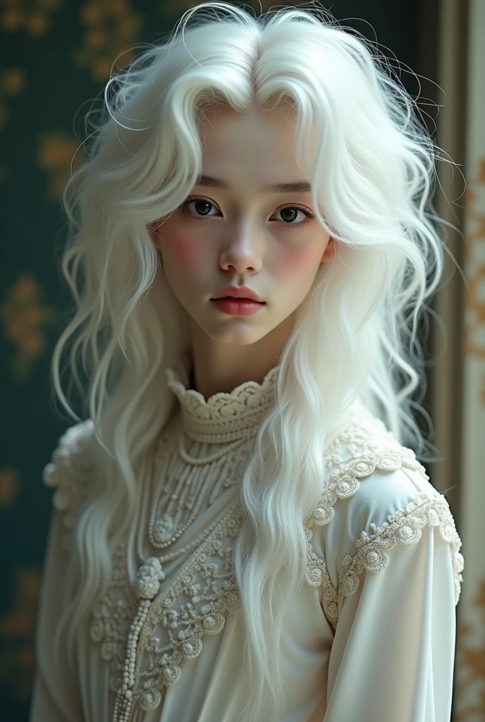 Albino woman, with long hair in the 1900s