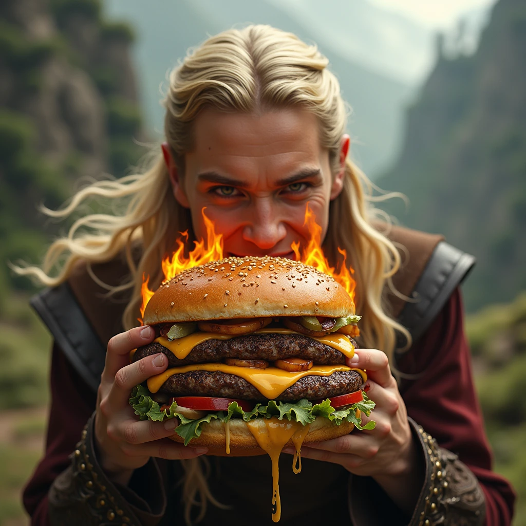 nsfw, masterpiece, best quality, POV, 1boy, anakin_skywalker,   medium hair, scar,  (lying On the lava:1.8),  (eating steak:1.8), <lora:anakin_skywalker:1>,