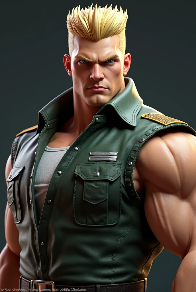 sfguile, 1guy, detailed face, detailed eyes, flag tattoo, 40yo, green tanktop, camouflage pants, muscular, necklace <lora:SFGuile-000003:1>