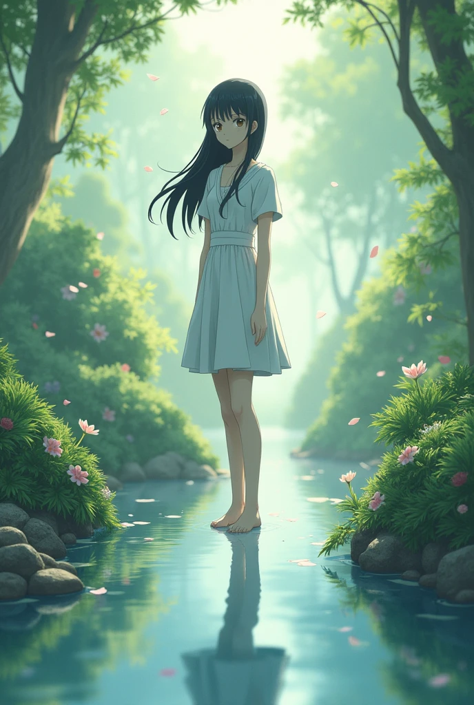 highest quality, clean lines, masterpiece, beautiful eyes,
<lora:Rena_Takeda:1> Rena Takeda,
standing on tree stump, calm expression