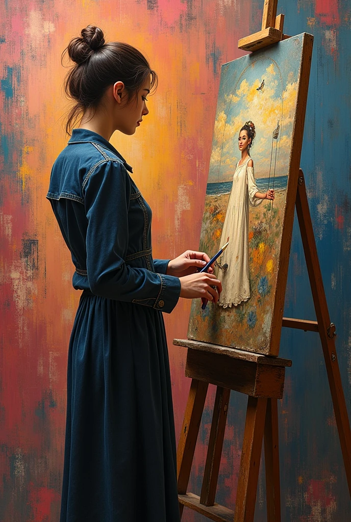 Painting of a woman with braids, Rear view painting,Watercolor,sensual painting, Beautiful expressive paintings, Vadim Kashin. Ultra-realistic, Lois Ross, Digital Painting Art, Sensual Digital Painting, Stylish Digital Painting, Beautiful painting, Bright digital painting, Beautiful digital painting, Digital Art Painting, Boutique painting, ((spatula acrylic paint)).