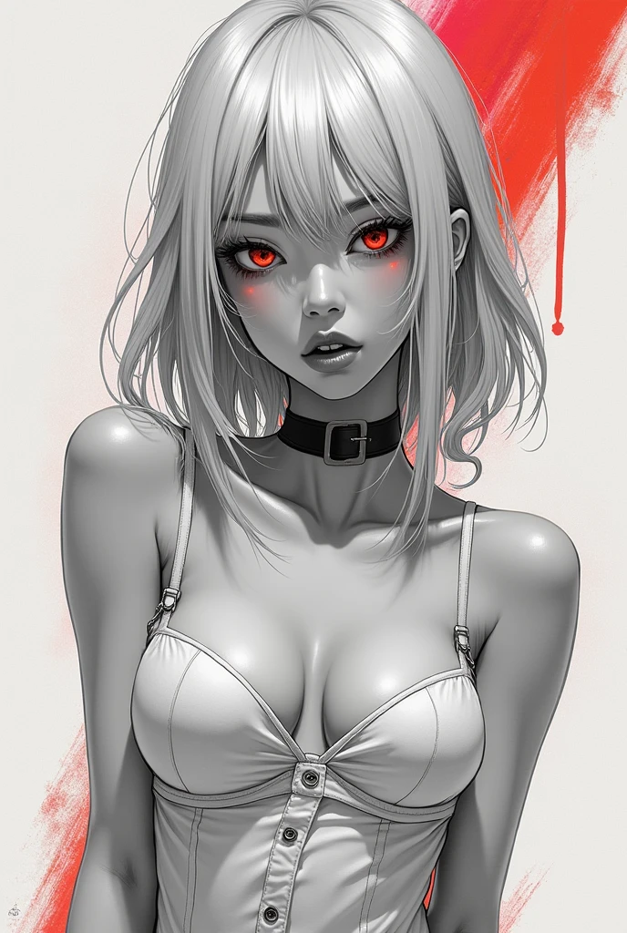 ((Best masterpiece, Perfect quality, Ultra detailed)), A skinny girl, With small bust, With white hair, Is parasitic, Wearing black bra, Wearing black panty, Naked limbs, Injured body, Bloody wounds, Mutated limbs, Parasites, Grotesque, Full body