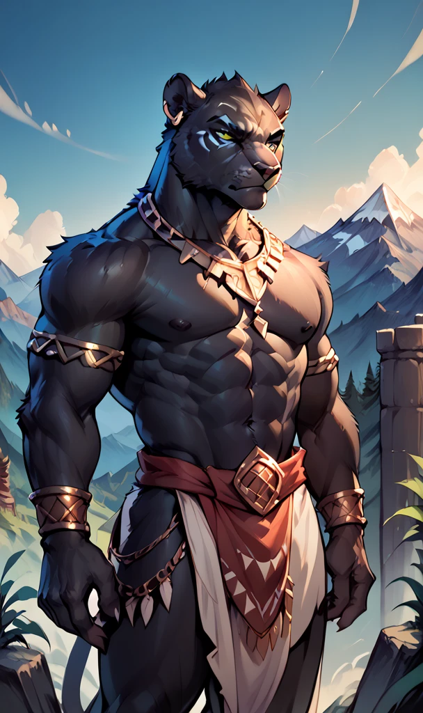 a beautiful and detailed full size portrait of a male anthro chihuahua, standing, cute, Heracles, Apollo, Zeus, kenket, Bonifasko, Ross Tran,ruan jia, trending on artstation,foxovh, cenematic lighting, brown loincloth, very muscular, incredible abs, large shoulders, serious look, gray fur, black mane
Forest, mountains, clouds, distant river, glowing eyes