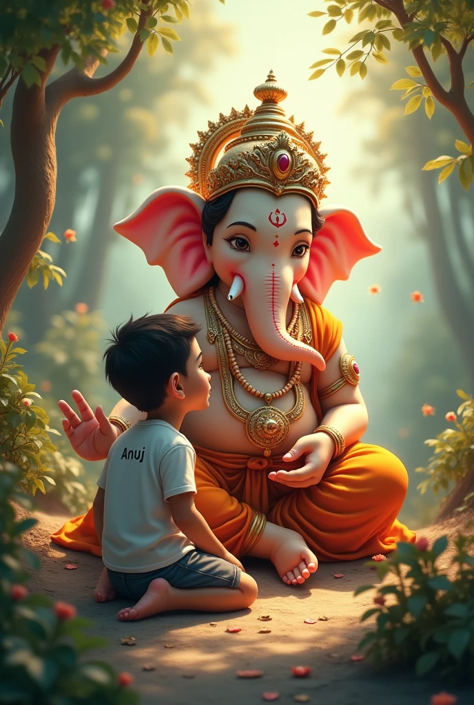 Ek chokro jii Ganpati ne haath jodi ni betho che