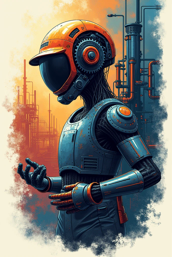 there is a picture of a robot and a man standing next to each other, # 1 digital painting of all time, #1 digital painting of all time, stylised painting, posterized color, digital sketch, digital painting - n 5, color-key painting, color study, digital painted, digitial painting, digital paiting, digital paintin