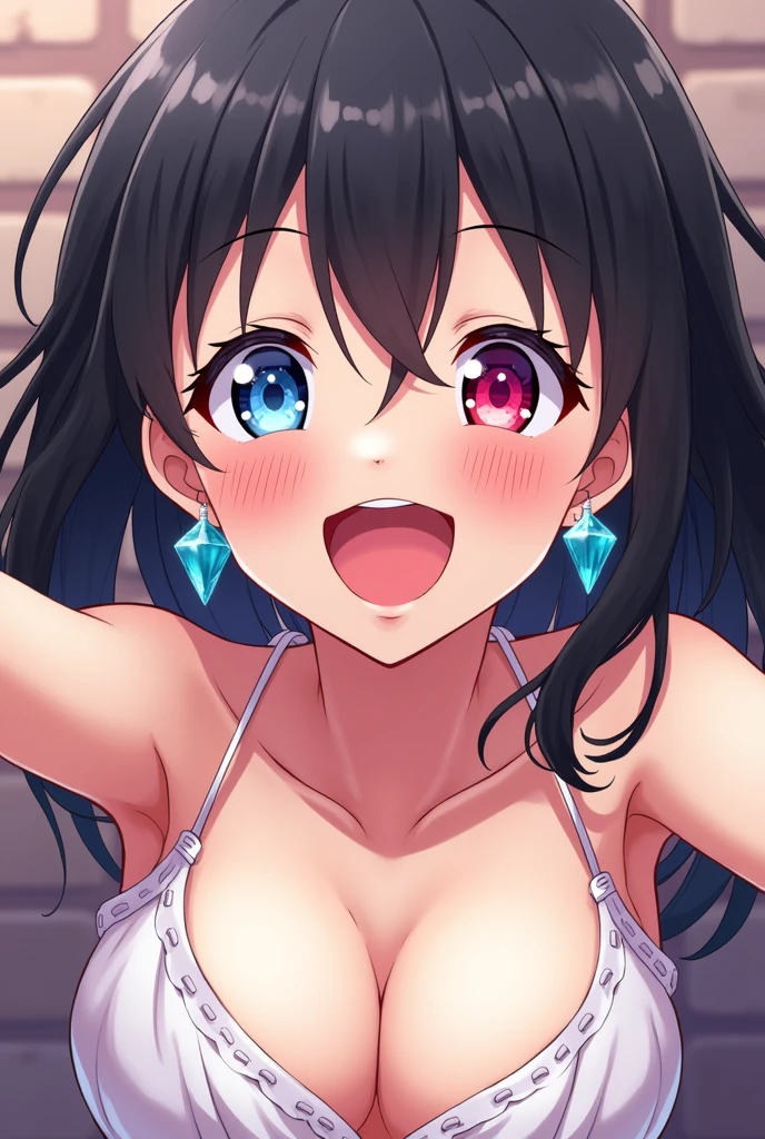 looking at viewer,looking up,from above,upper body,1girl,lick,finger to mouth,Beautiful 14 year old girl,Japanese,Slender,,low length,Small breasts,Baby Face,Small face,Black Hair,Short Twin Tails,Gray Eyes,slit pupils,Drooping eyes,middle School girls,Sheer black and pink negligee,lingerie,first round,open mouth,tongue out,front face,Straight Stand,Beautiful and detailed anime art,Mischievous smile,Sexy vibe,cum on tongue,Dimly lit room,On the bed,Simple Background,Gray background,Low lighting
