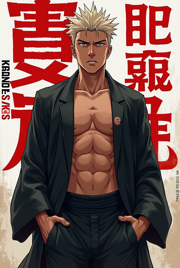absurderes, hight resolution, 1male people, (Magazine covers:1.2), Yaoi, Stubble,clothes down, matured male, beefy,thick eyebrow, Male Focus, designed beard、(breast closeup:1.5), Detailed body,Ultra-detailed eyes,hyperdetailed face,(Gray hair:1.2),(All Back Hair:1.2)、(Very short hair:1.2),(hyper pecs:1.5),Open Claus,(Soft smile:1.2),Perfect litthing,(A hand grabbing her breast from outside the camera:1.2)