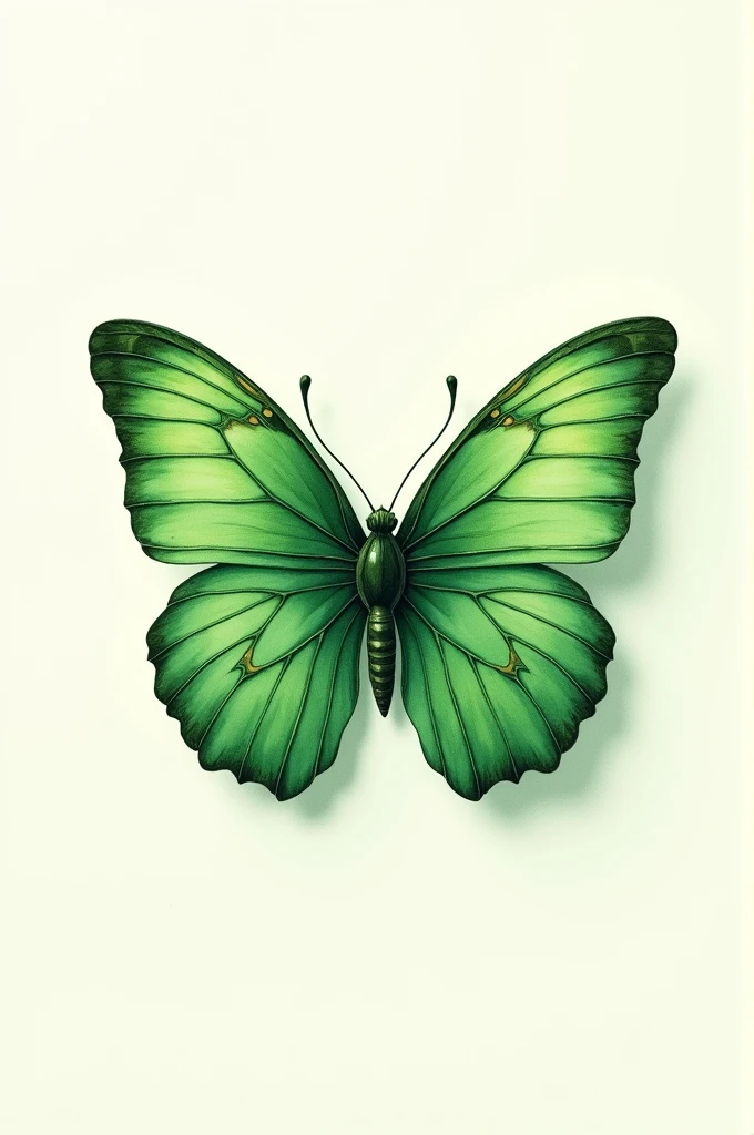 Design a virtual outfit，A pale green clawless butterfly is the main inspiration，The color is mainly light green，white colors，It is in the shape of a skirt，The design style is sci-fi, High-end and modern，The texture of the garment presents a three-dimensional silk silk light and flowing texture，The design screen presents a picture of the entire costume design，The background presents a natural scene of the forest, It has the texture of three-dimensional transparent glass crystals，Among them there is a bright surface of water，Colorful plants，Huge trees and vivid birds，C4D design, Design tools