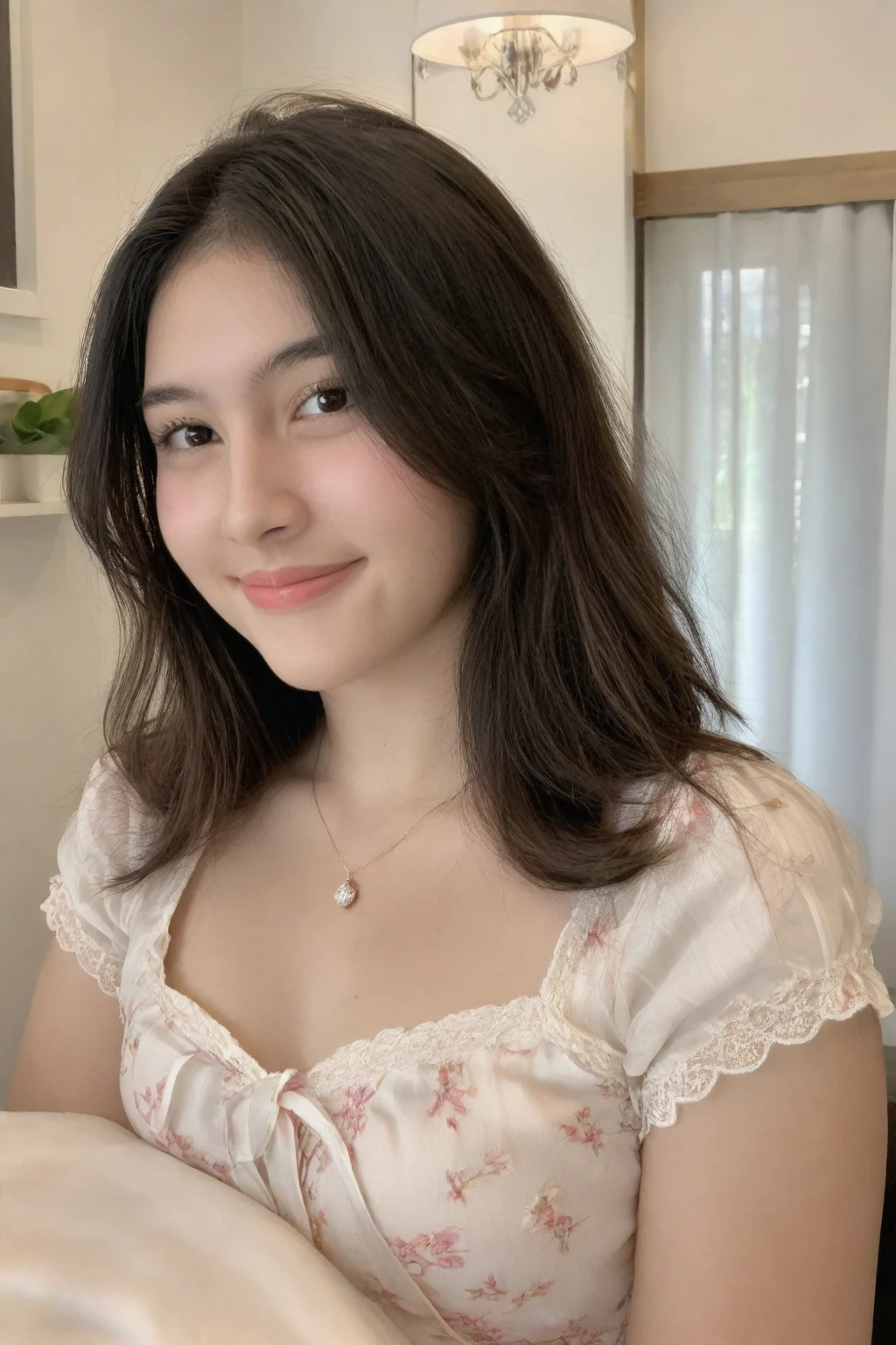 (Captured in exquisite detail and high resolution with Hasselblad X2D 100C with a 90mm f/2.5 lens, the image exudes a sense of purity and innocence). (First person view). (Pov as Virtual girlfriend date). Flirtatious smile. Dinner. perfect lighting setting. (ac_neg1, detailxl, ffacedetailxl, ziprealism, fhanddetailxl, ziprealism_neg, eyedetailpxl, skindetailpxl)
