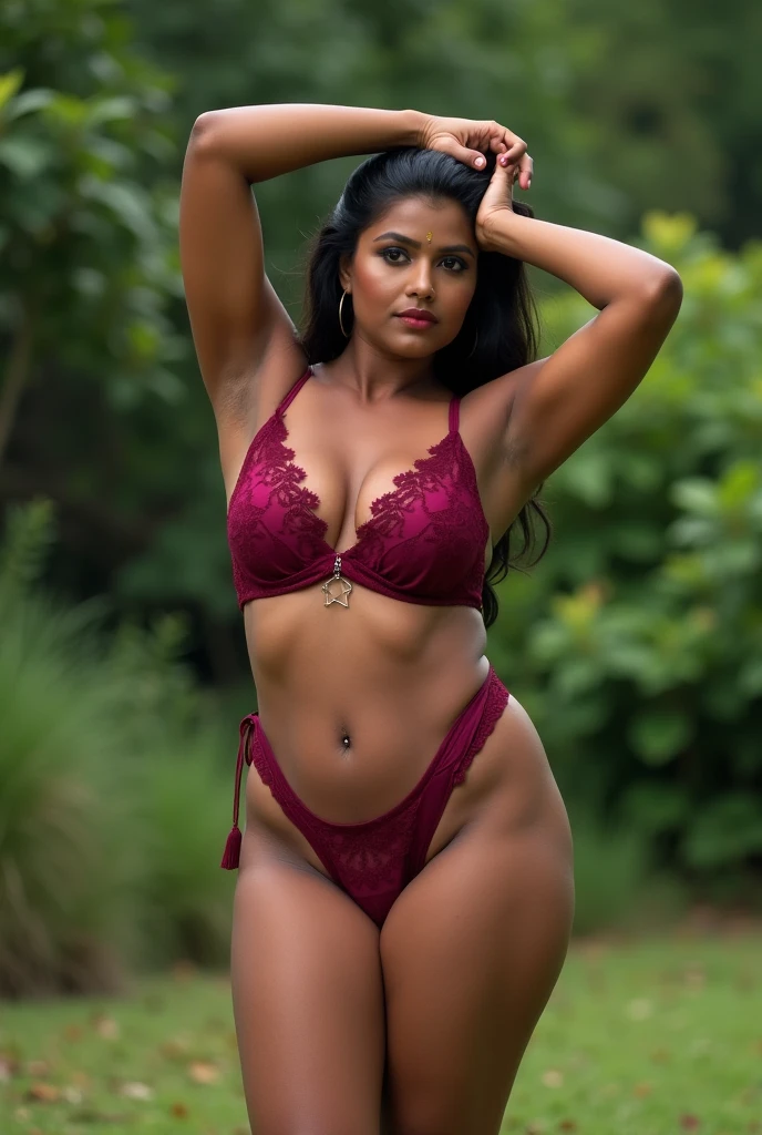 A Indian girl wearing swimsuit and dupatta in Indian Village