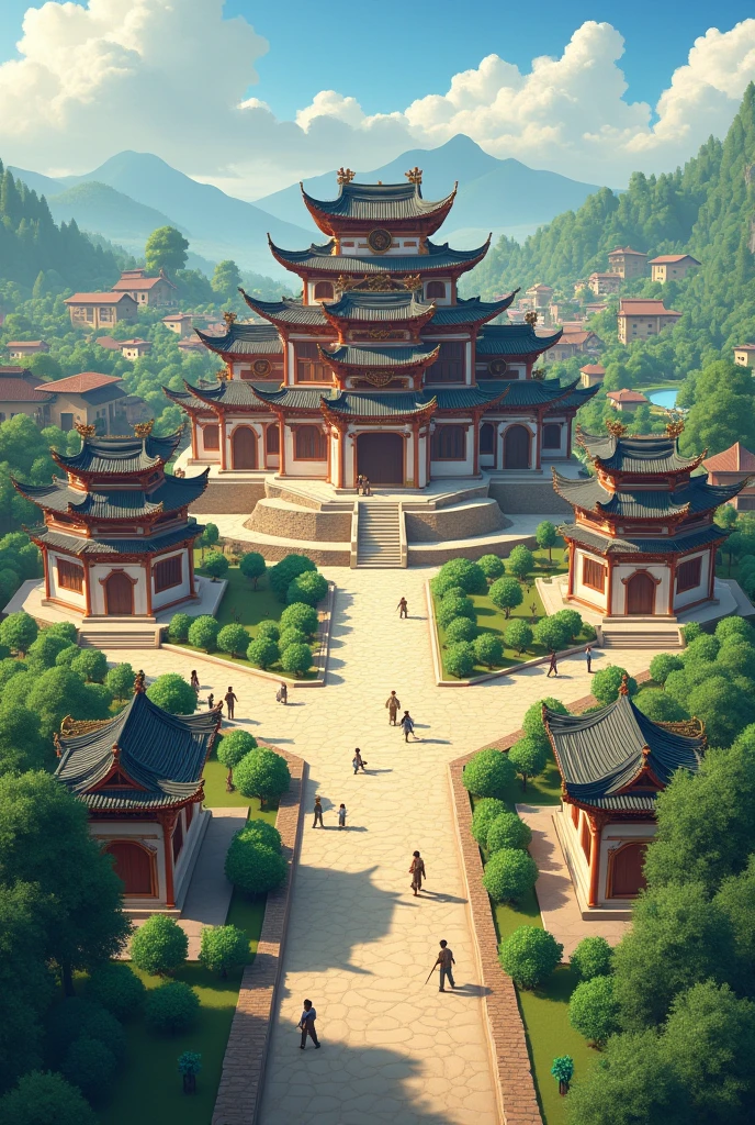 National style, Background, Pavilions, Magnificent, Exquisite, Beautiful, Masterpiece, Beautiful details, offcial art