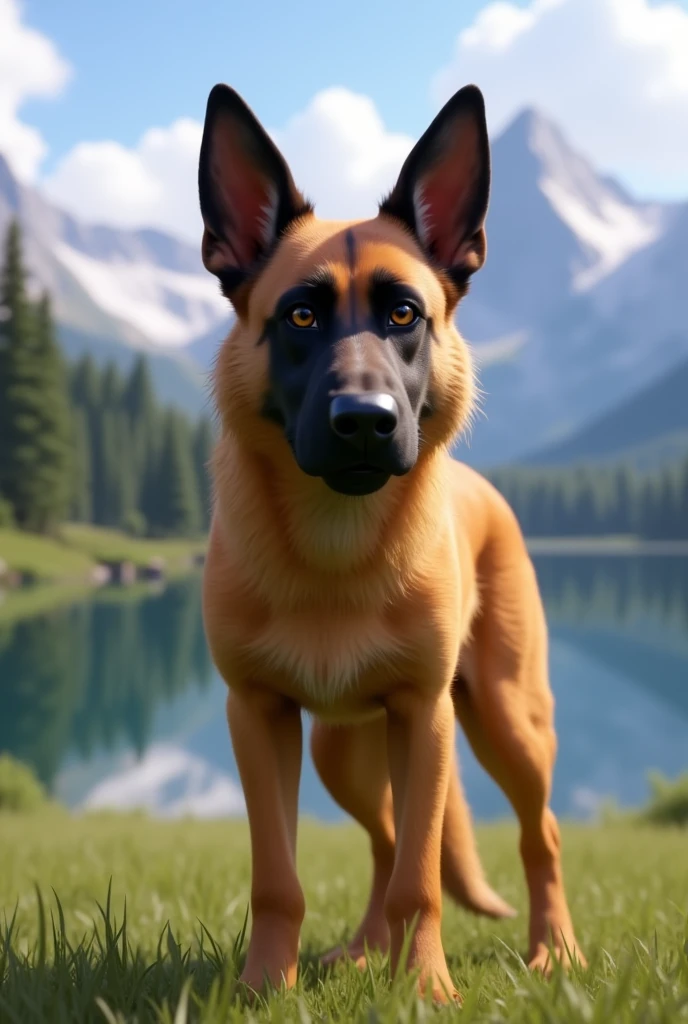 dog looking at camera, South Africa background,