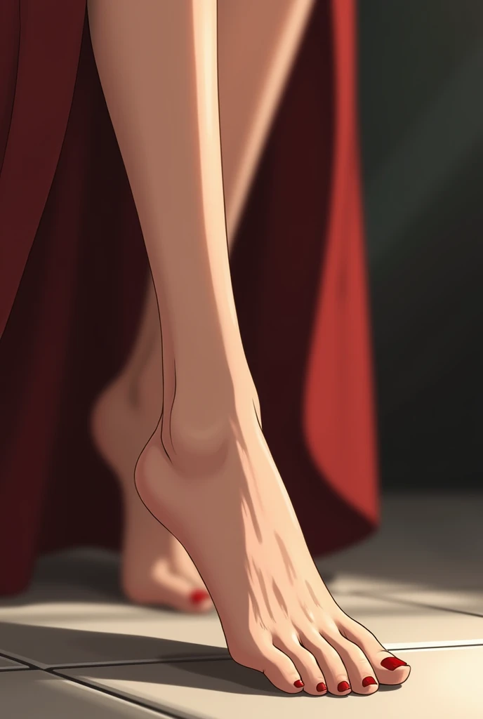 1girl,yorbriar,Yor briar,spy×family,(brunette),1girl,White calf socks,Foot sweat,Soles,Step on the perspective,blush,Standing,视角在Soles,特写Soles