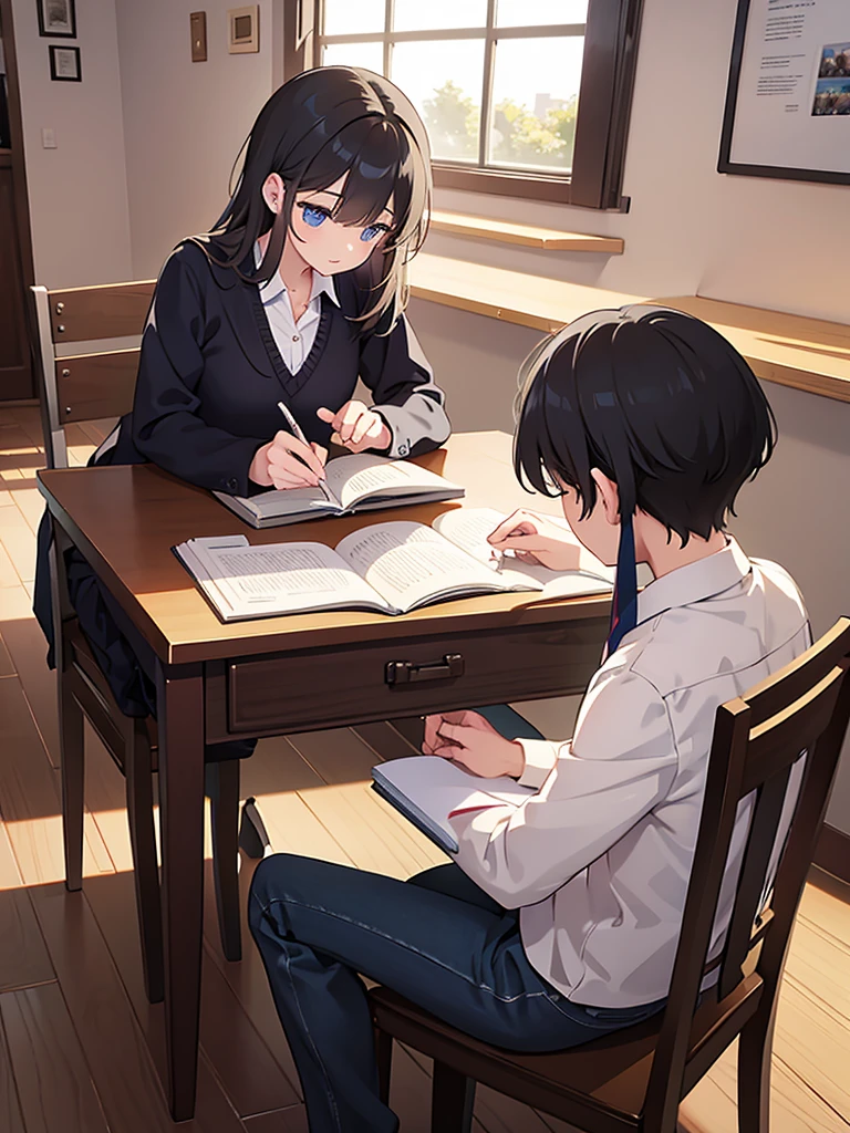 Men and women studying together