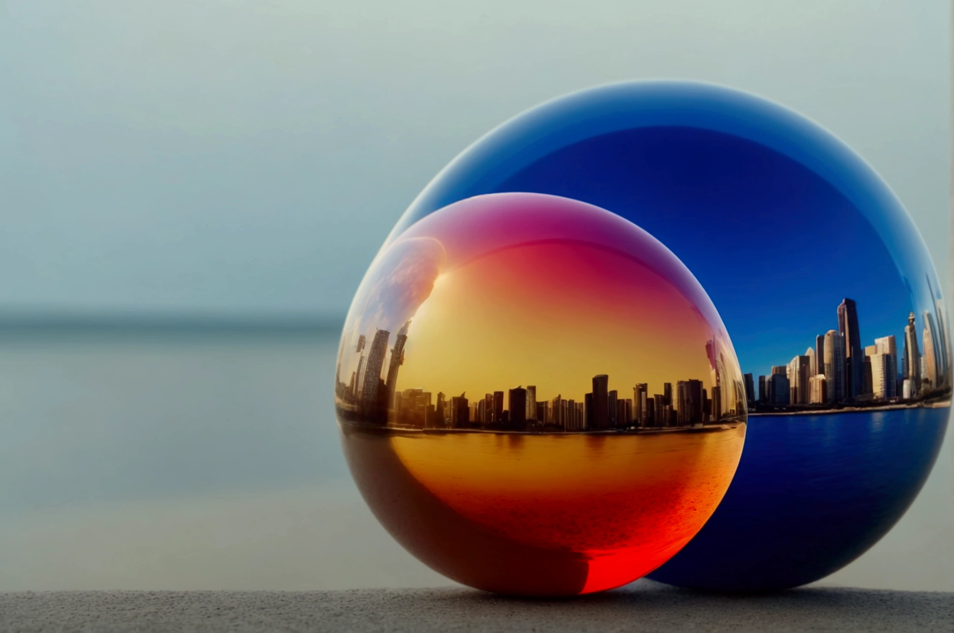 mini(Ttp), (8k, raw photo, Best Quality, masterpiece:1.2), colorful background, clean background, depth of field, city, tall building, thumbnail, landscape, isometric,in crystal ball, 16:9, playa, Waves