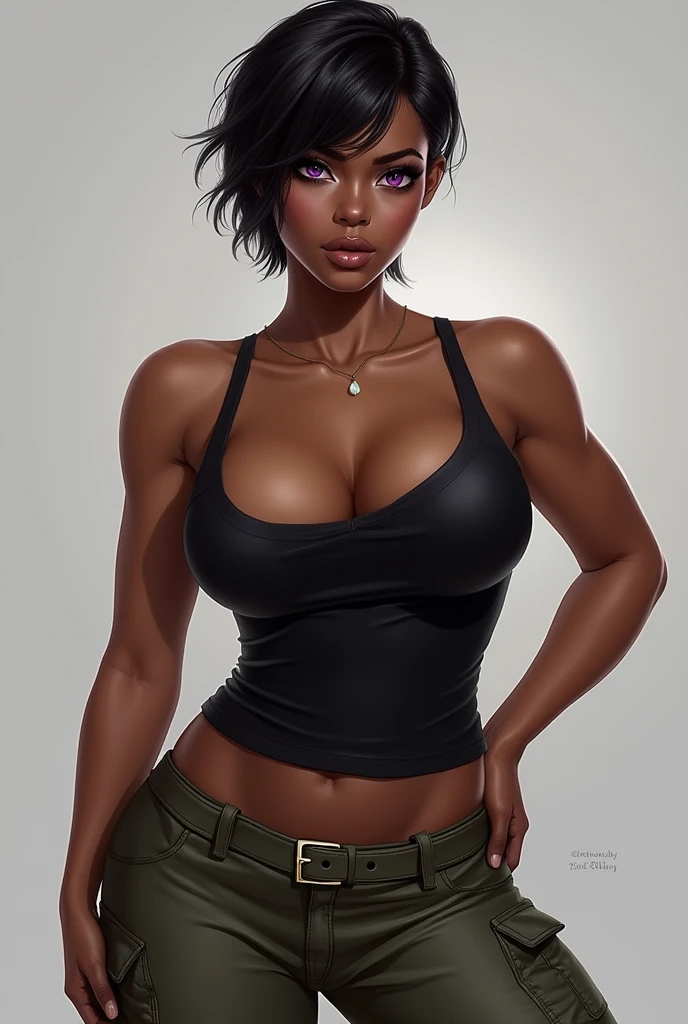 a beautiful black woman in a white silk shirt with a deep v-neck, wearing a business suit, a red lace bra peeking through, and a pencil skirt, with black afro cornrows hairstyle, (best quality,4k,8k,highres,masterpiece:1.2),ultra-detailed,(realistic,photorealistic,photo-realistic:1.37),intricate details,dramatic lighting,chiaroscuro,high fashion editorial,glamorous,cinematic