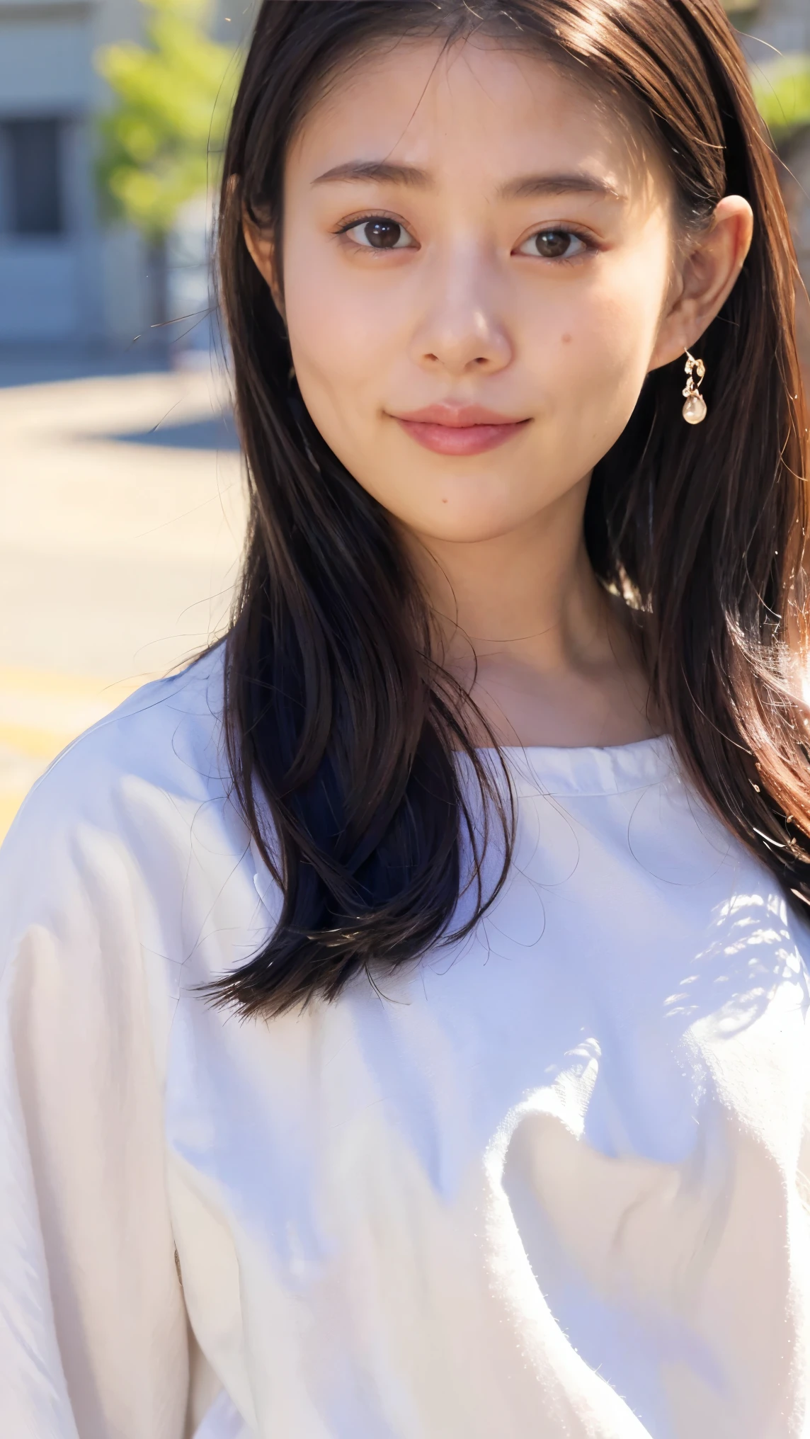 Cute Japanese Women Photos, smile:1.78, 20-year-old, Oil, One Length Hair＆Straight Hair Balm:1.55, (photo Realistic:1.4), (hyper Realistic:1.4), (Realistic:1.3), (Smoother lighting:1.05), (Improving the quality of cinema lighting:0.9), 32K, 1 person,20-year-oldの, Realistic lighting, Backlight, The light shines on your face, Ray Tracing, (Bright light:1.2), (Improvement of quality:1.4), (Highest quality Realistic textured skin:1.4), fine grain, Detailed face,(smile:0), (Emphasis on face close-up:1.3), (Enhances the beauty of skin texture:1.1),((Extremely precise and accurate anatomy:1.0)), (Enhances the beauty of skin texture:1.1), Clean and glowing skin, mesh, thin:1.2, (Realistic:1.3), Realisticなライティング, (Smoother lighting:1.05), 32K, One Japanese woman, fine grain, Detailed face, (Film Grain:1.1),(Accentuates body lines:1.1), High resolution, Natural look, Kind eyes, Improves hair quality, Delicate light and shadow, Transparent muscles, Graceful pose, Beautiful Eyes, Sharp details, Soft light reflection, Beautiful contours, Delicate skin tone, Fine hair texture,Cute Japanese Women Photos,