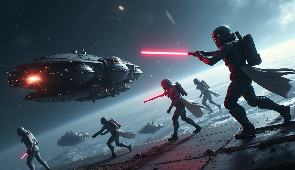 art of A very intense futuristic science-fiction battle scene, battlefiled, 2042, on earth, many futuristic soldiers men males in military suit and they are far beyond, center focus, scifi style, very beautiful detailed sky and clouds, glowing pink and cyan with vivid colors, dynamic lighting, cinematic lighting, neon, atmosphere  lighting,high details,detailed features, ray tracing, high flare, 3D, cinematic lighting, dark shadows, unrealistic Engine 5 rendering,trending on artstation, 4k,extremely high details, ultra hd, hdr, 8k, extremely high details