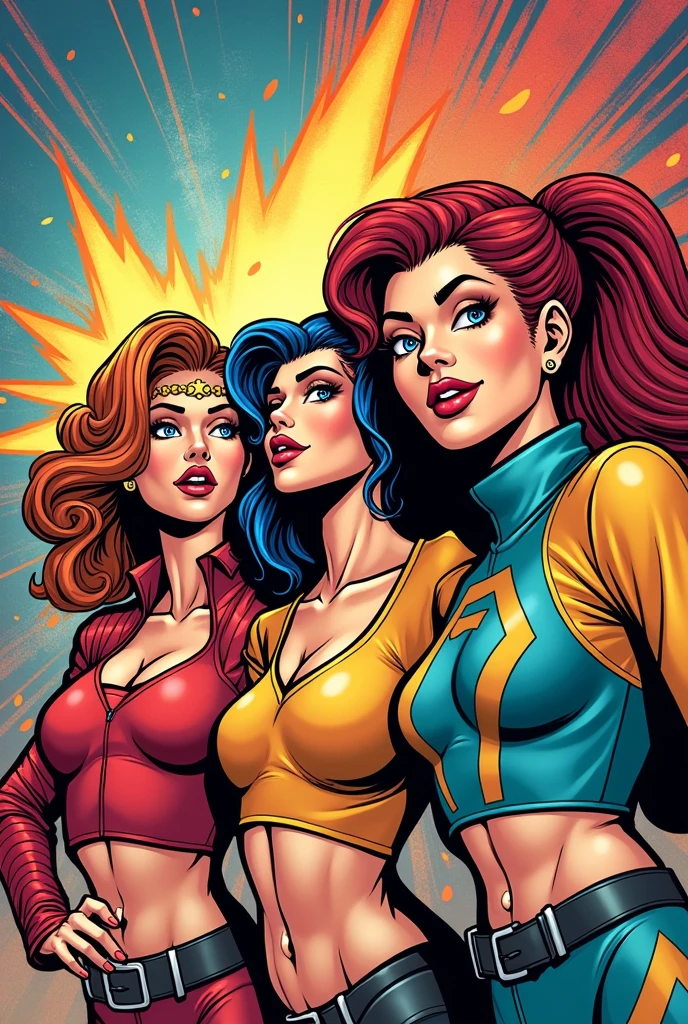 No melhor estilo John Romita Sr,master part, best quality, Gwendolyn_Tennyson, cabelo laranja curto, Bangs varridos para os lados, grampo de cabelo azul, Rindo, armadura azul do corpo