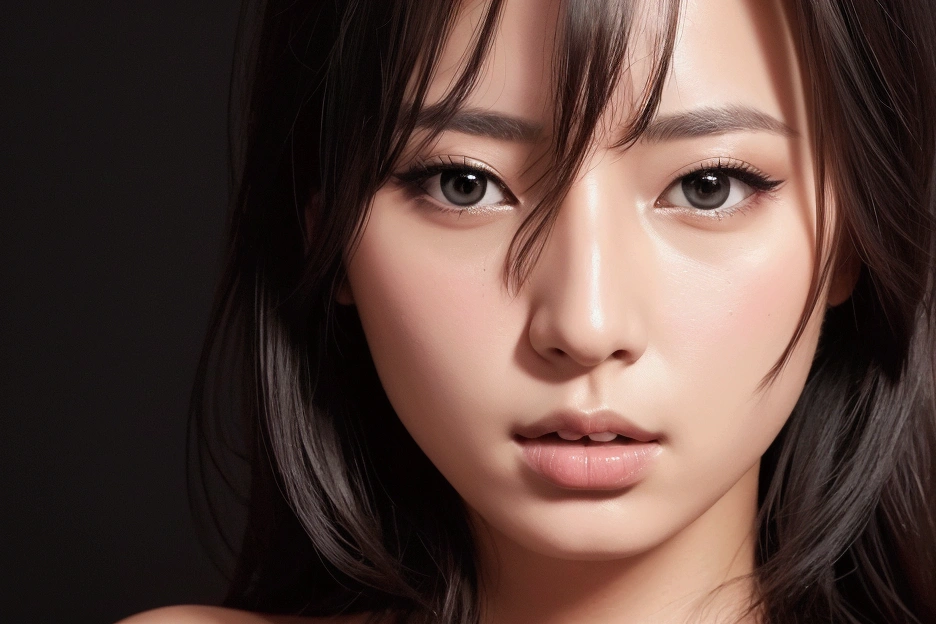 ,1 girl、Taylor Hill、1 girl、超High resolution, retina, Accurate, masterpiece, Anatomically correct, Super detailed, Textured skin, Attention to detail, high quality, High resolution, 8k、、Big double eyes、nose、The focus is on the mouth、close-up focus on face、Woman with open mouth and closed eyes、18-year-old、Black Hair、tongue out, tongue, Saliva trace, Drooling, ??????, long tongue, Verbal invitation,  Pulling the hair back, Gray background,Half Backlight,