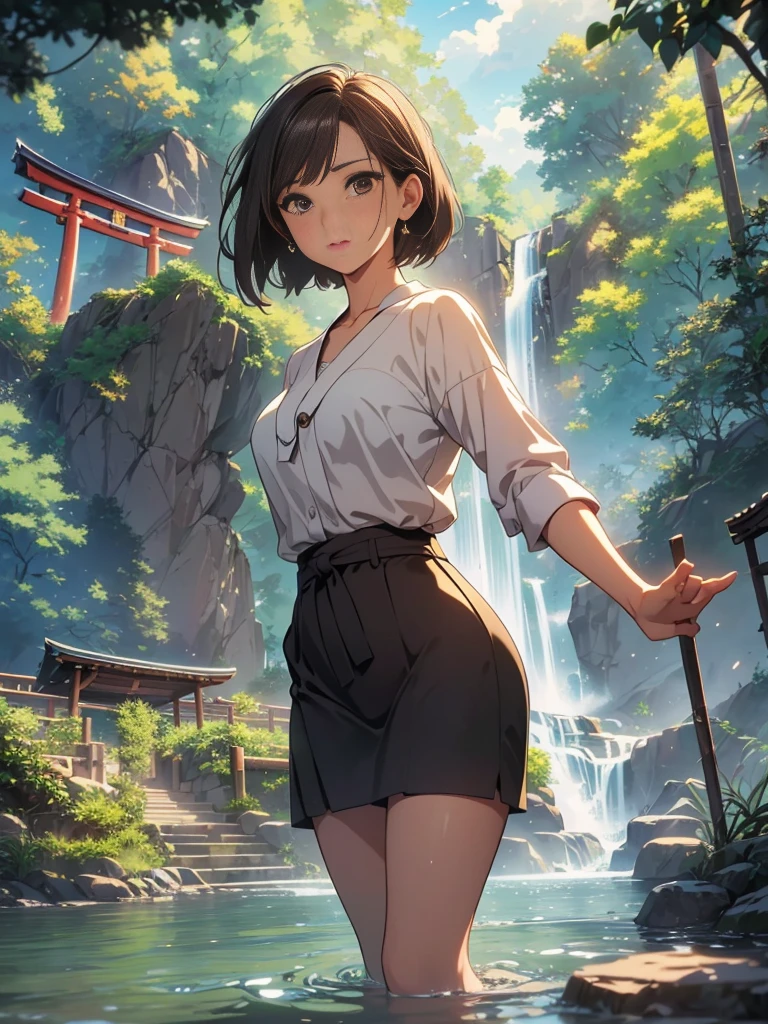 born, masterpiece, Ultra-fine photography,, 最high quality, Ultra-high resolution, ((Nature)), (((Great Falls))), (((Fantastic sky background))), (((Spectacular landscapes))), (((Magnificent sky background))), (((A magnificent torii gate:1))), ((Big waterfall)), ((fleshy body)), ((Glamorous body)), ((Lewd pose)), (((A beautiful woman bathing in water from a waterfall))), (((Drenched white blouse))), (((Wearing sexy panties))), ((Bob Cut Hair)), ((A composition that makes you think about the future)),(((Photogenic beauty))), Realistic, ((Sparkling Splash)), (((Solemn atmosphere))), (Stunningly beautiful woman), ((Golden ratio of the face)), ((Beautiful light reflection)), ((Full body portrait)), ((Glamorous body)), (Perfect anatomy), (Perfect anatomical toes),Amazingly beautiful, Dynamic pose, Delicate face, bornきbornきとした目,Highly detailed background, Detailed face, Detailed busy background, nice, High definition skin, Realistic skin details,8k,Digital single-lens reflex camera, high quality,Photorealism,View from below, (最high quality, 8k, masterpiece: 1.3),Ultra-high resolution,Shot with Canon EOS R 6, Perfect anatomy, Perfect anatomical fingertips, Dark brown hair: 1.1, Ultra detailed face, Detailed lips, Fine grain, double eyelid, charm,masterpiece, 最high quality, Looking into the distance, Beautiful Face, Freeze, Stunned, Dynamic pose, Highly detailed background, Detailed face, Detailed busy background, nice, High definition skin, Realistic skin details,8k,Digital single-lens reflex camera, high quality,Photorealism,View from below,NSFW,(最high quality, 8k, masterpiece: 1.3),Ultra-high resolution,Shot with Canon EOS R 6, Dark brown hair: 1.1, Ultra detailed face, Detailed lips, Almond-shaped eyes, double eyelid,A beautiful Japanese wife, charm的,